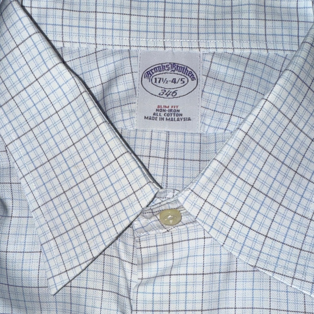 Brooks Brothers Men's slim fit non-iron all cotton Plaid Dress Shirt